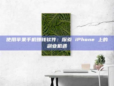 孝昌使用苹果手机赚钱软件：探索 iPhone 上的副业机遇